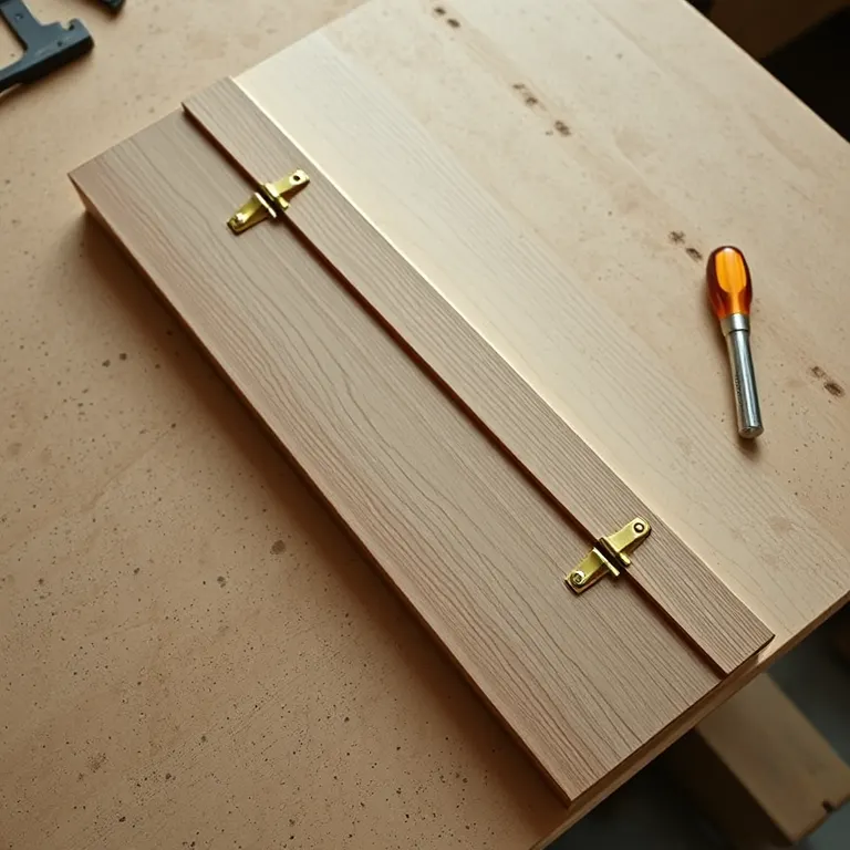 Before: Cabinet door, new hinges