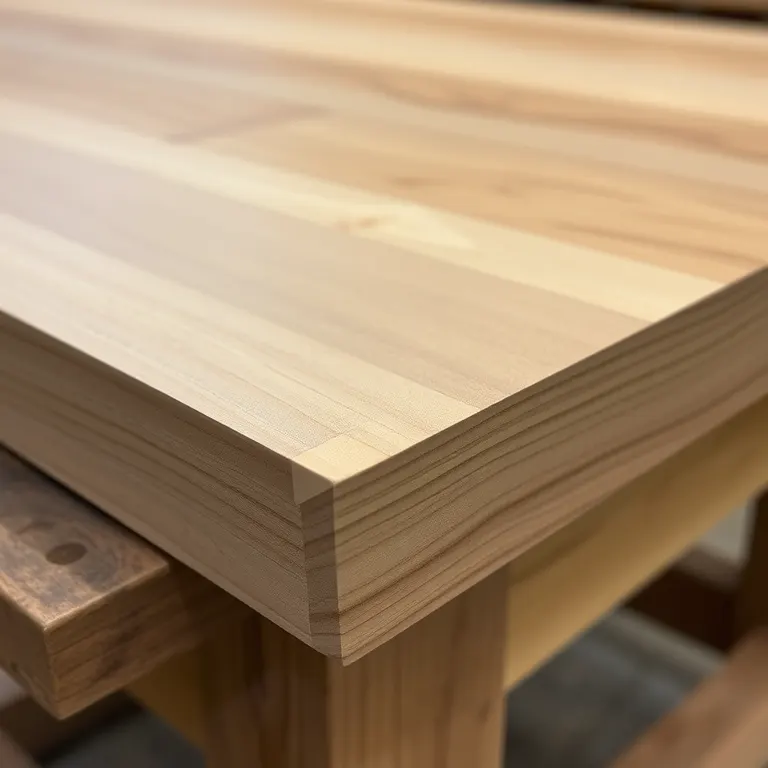 Before: Table top, repaired edge